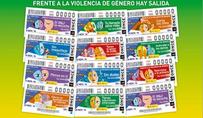 Montaje gráfico con los 11 cupones dedicados a la Violencia de Género