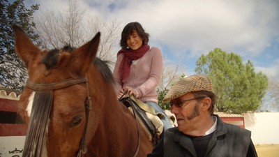 Pili Calvo a caballo, en el capítulo rodado en Andalucía