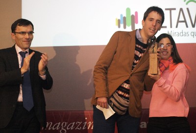 Alberto Durán con Esther Muñoz y Óscar Pueyo, premio Emprendedores