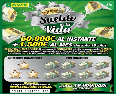 Imagen del rasca el Sueldo de tu Vida, que se comercializa a 3 euros