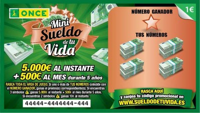 Imagen del rasca Minisueldo de tu Vida, que se comercializa a 1 euro