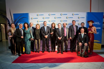 Los representantes de la ONCE, su Fundación e ILUNION, en el Círculo de Bellas Artes madrileño