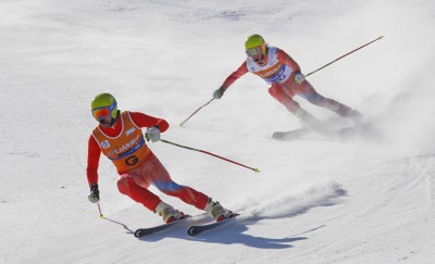 Jon Santacana y su guía Miguel Galindo en competición