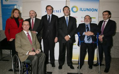 Alonso, Camarero y Tremiño  junto a los máximos responsables de ONCE, su Fundación, ILUNION y CERMI