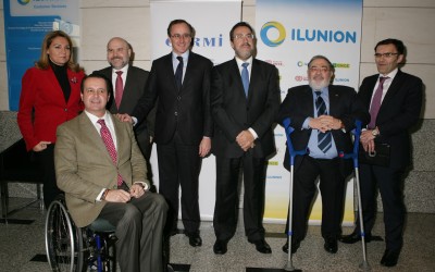 Alonso, Camarero y Tremiño  junto a los máximos responsables de ONCE, su Fundación, ILUNION y CERMI