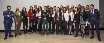 Foto de familia del equipo de Confortel, con el presidente de ILUNION, Alberto Durán, en la recepción del Premio QSostenible