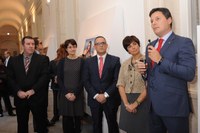 Máximos representantes del Museo, de la ONCE y de la Fundación AXA en la inauguración de la exposición