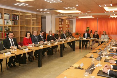 Arranque de la reunión del Real Patronato en la sala de juntas del CRE de la ONCE en Madrid