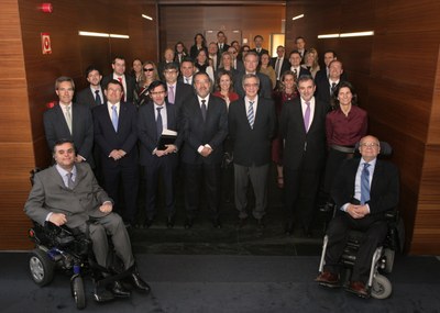 Responsables de la ONCE, su Fundación e ILUNION junto a los directivos de Telefónica