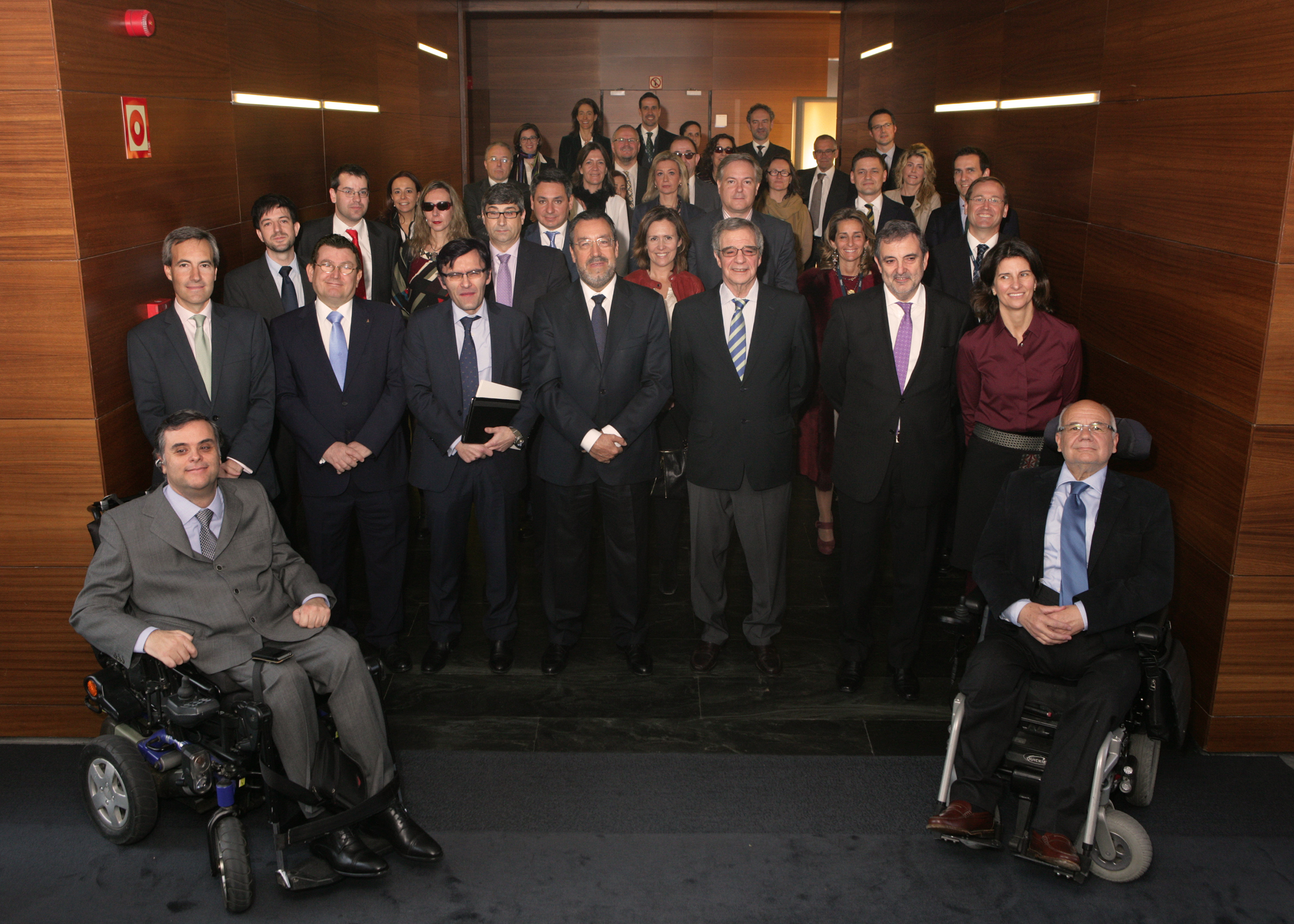 Responsables de la ONCE, su Fundación e ILUNION junto a los directivos de Telefónica