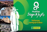Portada del folleto promocional de la colección de cupones dedicados por la ONCE a las Huellas de santa Teresa