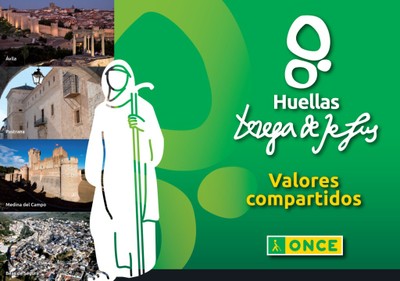 Portada del folleto promocional de la colección de cupones dedicados por la ONCE a las Huellas de santa Teresa