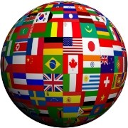 Recreación a base de banderas del globo terráqueo