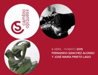 Tarjeta anunciadora de la exposición compartida del fotógrafo Fernando Sánchez y el escultor Prieto Lago