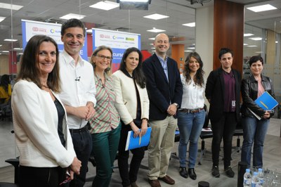 Los intervinientes en la mesa redonda convocada por el Concurso Escolar ONCE, en la sede de Servimedia
