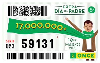 Reproducción del cupón premiado con los 17 millones en sorteo del 'Día del Padre'