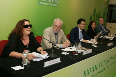 De izquierda a derecha: Ana Ruiz, Luis Mateo Díez, Andrés Ramos, Fanny Rubio y Luis Alberto de Cuenca