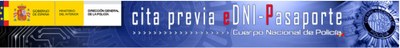 Encabezamiento de la web de la Policía habilitada para la solicitud de cita previa para expedición y renovación de documentos electrónicos Encabezamiento de la web de la Policía habilitada para la solicitud de cita previa para expedición y renovación de documentos electrónicos