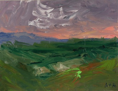 Obra del artista Ataúlfo Casado 'Ata'. Pintura de la serie 'Cielo y tierra. Poema 6' (acrílico sobre lienzo)