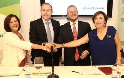 De izquierda a derecha: María José Sánchez, Luis Osuna, Patricio Cárceles y Sandra García, delegada del Gobierno de la Junta de Andalucía en Granada