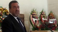 El presidente de ONCE y su Fundación, Miguel Carballeda, interviene durante el funeral de Ventura Pazos
