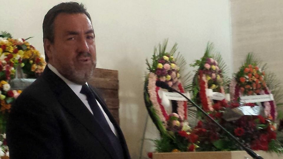 El presidente de ONCE y su Fundación, Miguel Carballeda, interviene durante el funeral de Ventura Pazos