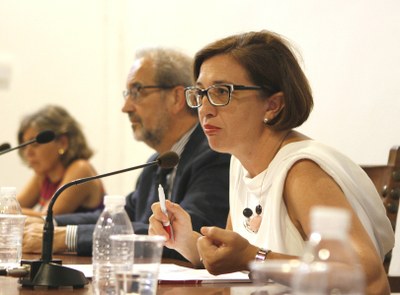 Isabel Martínez en la presentación del campus en Salamanca