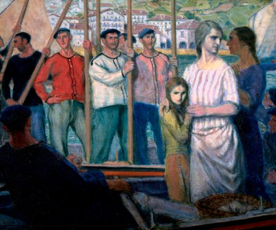 El regreso de las lanchas, óleo de Alberto Arrúe