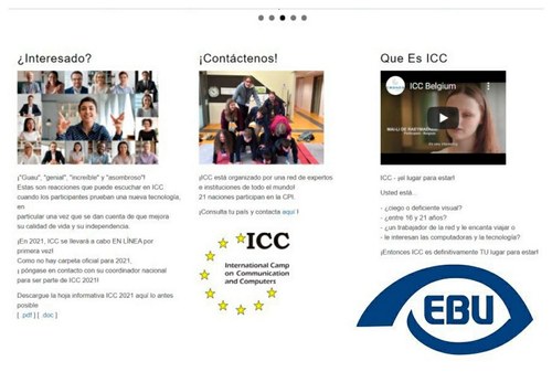 Pantallazo de la web ICC junto al logo de la EBU