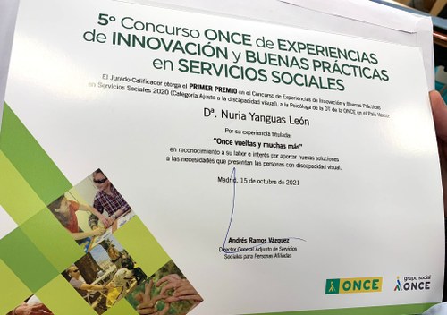 Uno de los diplomas del V Concurso de Experiencias