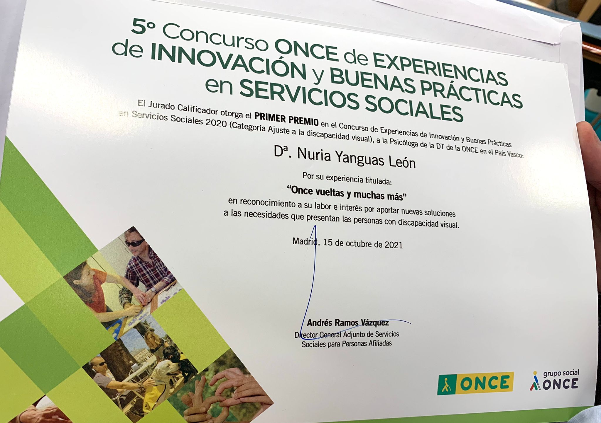 Uno de los diplomas del V Concurso de Experiencias