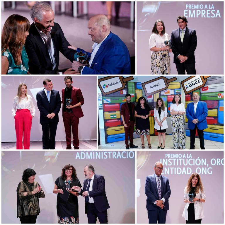 Collage con los premios Solidarios ONCE Comunidad de Madrid