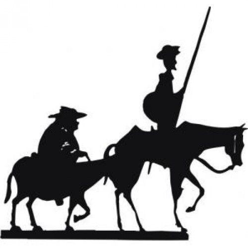 Dibujo de El Quijote y Sancho Panza en sus monturas