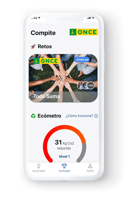 Teléfono móvil con aplicación Liight abierta