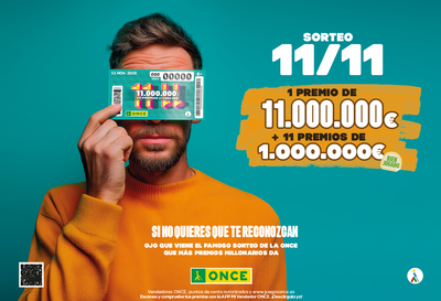 cartelería horizontal de la campaña del Sorteo 11/11 de la ONCE 