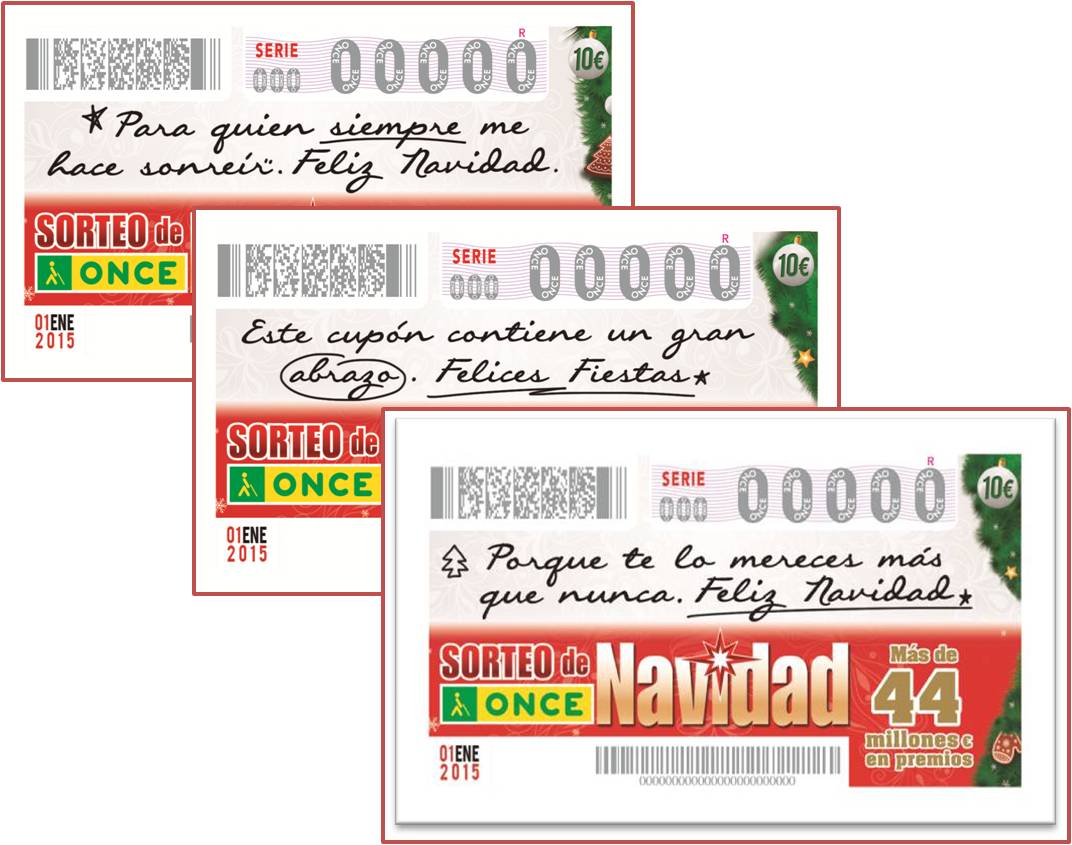 Colage de cupones del Sorteo de Navidad de la ONCE 2014