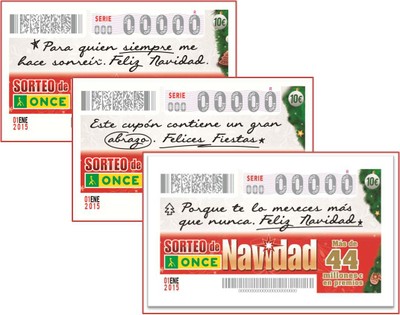 Colage de cupones del Sorteo de Navidad de la ONCE 2014