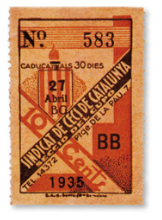 Cupón de 10 céntimos de 1935 en Catalunya