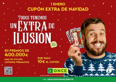 cartelería de la campaña de publicidad del Cupón Extra de Navidad de la ONCE.