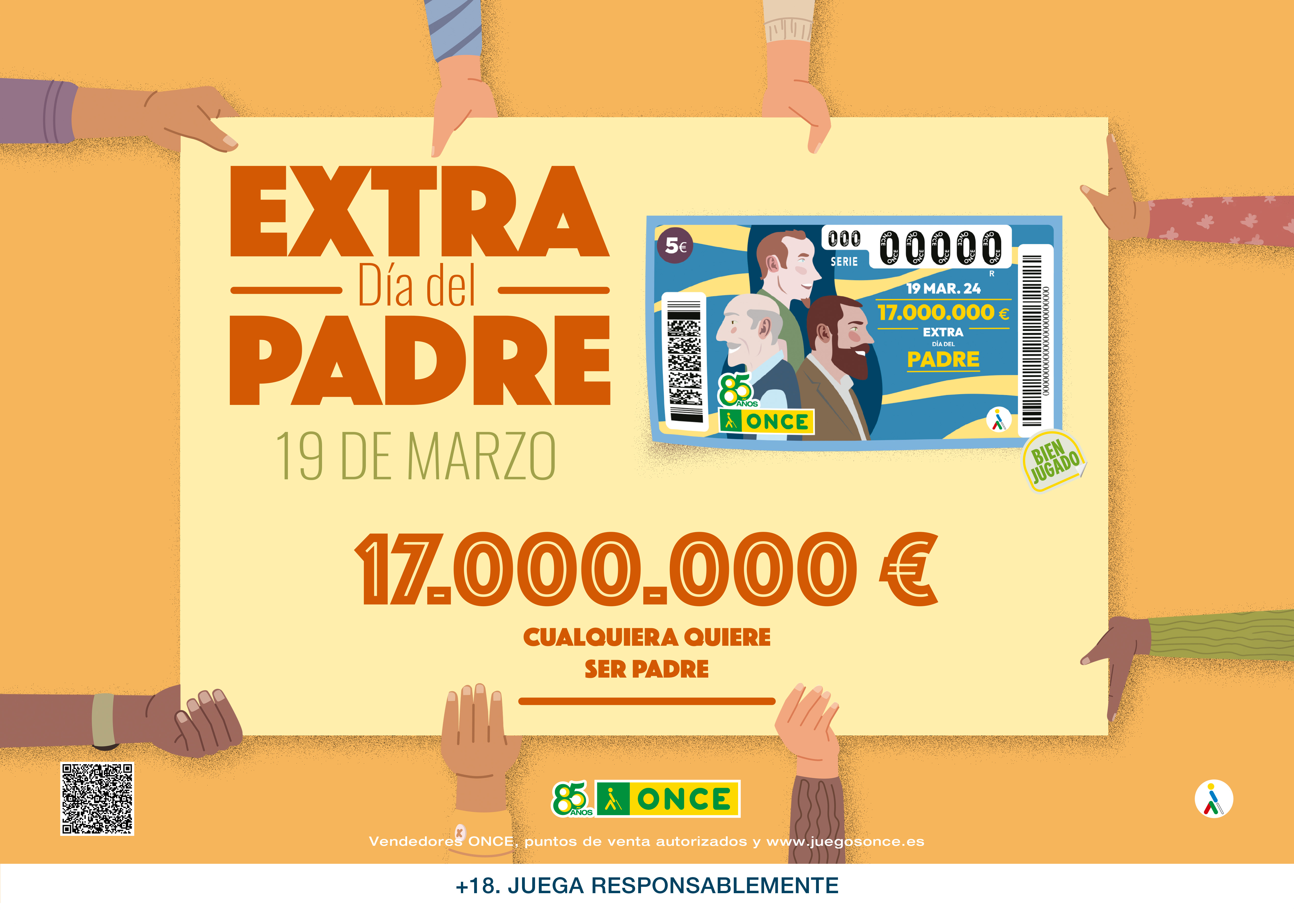 Cartel horizontal de la creatividad del Sorteo Extra Día del Padre de la ONCE