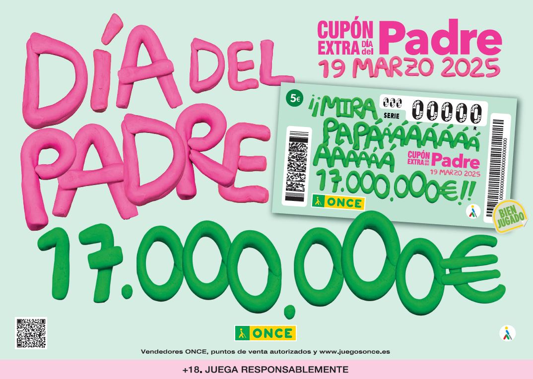 cartel horizontal de la campaña del Cupón Extra Día del Padre de la ONCE