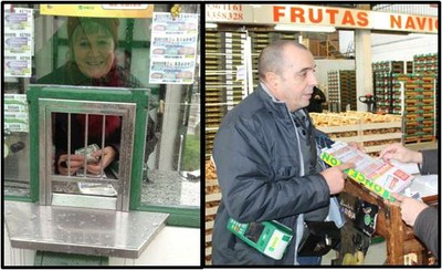 Fotomontaje con fotografías de ambos vendedores en su punto de venta
