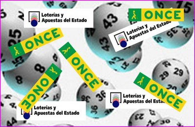Fotomontaje de bolas de sorteos con los logos de ONCE y SELAE