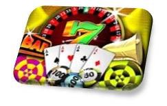 Amalgama de dibujos de distintos juegos como ruleta,cartas,etc