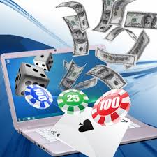 Ordenador con fichas de casino